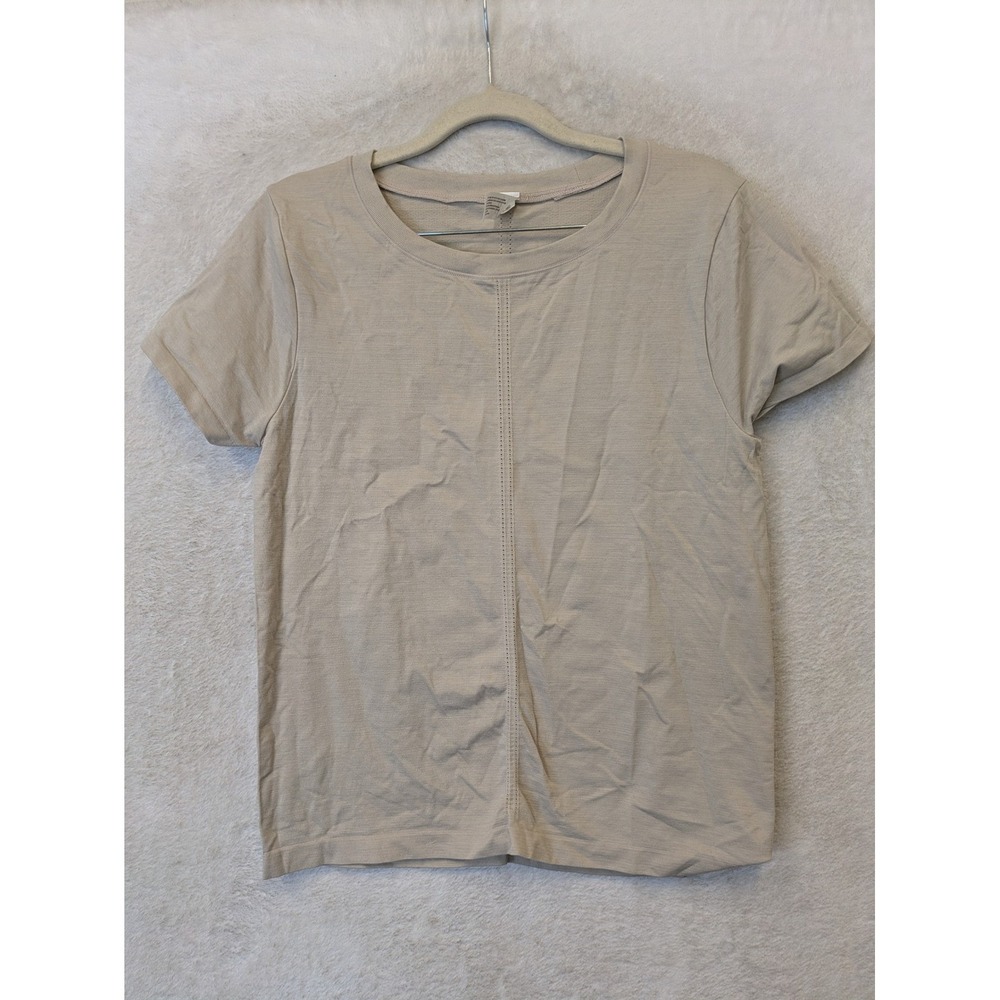 NEW Yogalicious Seamless Bridgett Top Women's S Beige Pointelle